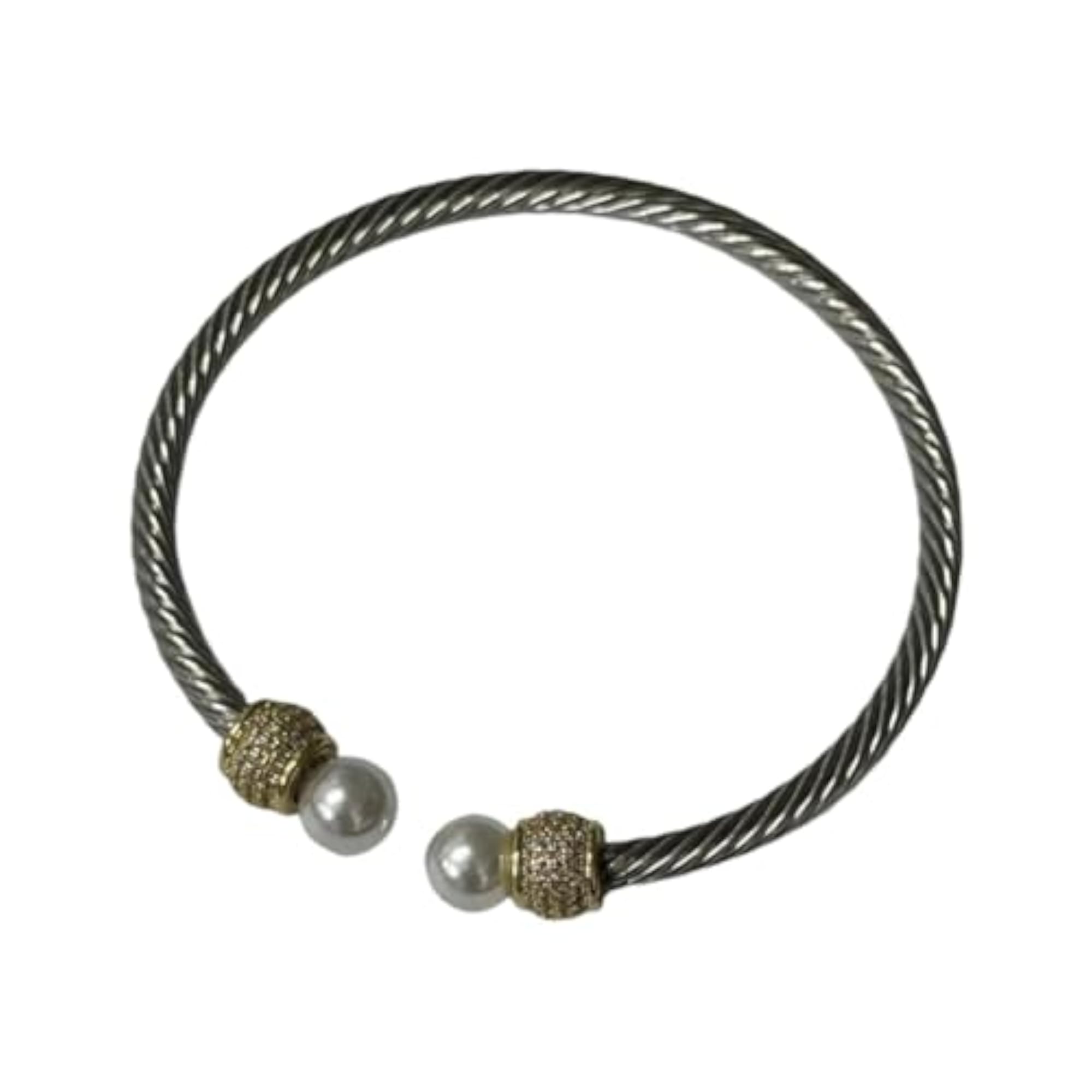 Twisted Cable Wire Bracelet in Two Tone